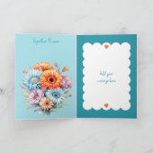 1周年記念ガーベラ花ブルー カード (内部)