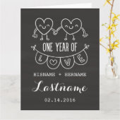 1周年記念ギフトチョークハートグリーティングカード カード (黄色い花)