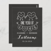 1周年記念ギフトチョークハート葉書 ポストカード (正面/裏面)