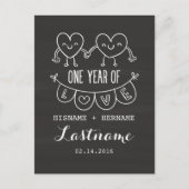 1周年記念ギフトチョークハート葉書 ポストカード (正面)