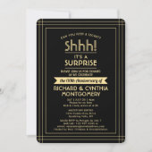 1周年記念サプライズパーティーブラック&金ゴールド 招待状 (正面)