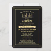 1周年記念サプライズパーティー ブラック＆ゴールド 招待状 (正面)