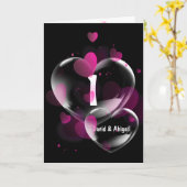 1周年記念ハートバブルのブラック カード (黄色い花)