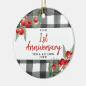 1周年記念バッファローパーソナライズされたプレイド セラミックオーナメント (左)