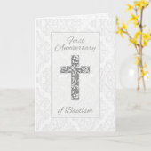 1周年記念バプテスマ恵みクロススワール カード (黄色い花)