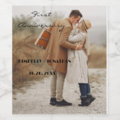 1周年記念パーソナライズされたワインボトルラベル ワインラベル (シングルラベル)