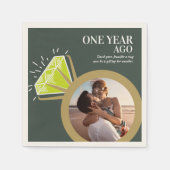 1周年記念パーティーペリドットリングフォトグリーン スタンダードカクテルナプキン (正面)