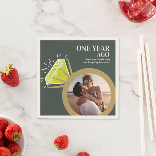 1周年記念パーティーペリドットリングフォトグリーン スタンダードカクテルナプキン (インサイチュ)