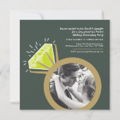 1周年記念パーティー ペリドットリング フォト グリーン 招待状 (裏面)