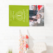 1周年記念ペリドットハートパーソナライズされた写真 横断幕 (インサイチュ)