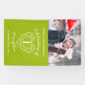 1周年記念ペリドットハートパーソナライズされた写真 横断幕 (横)