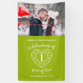 1周年記念ペリドットハートパーソナライズされた写真 横断幕 (縦)