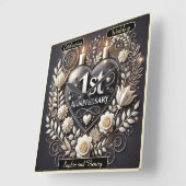 1周年記念ロマンチックな記念品 スクエア壁時計 (傾斜)