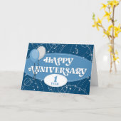 1周年記念吹き出しとパターンカード カード (黄色い花)