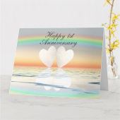 1周年記念紙ハート カード (黄色い花)