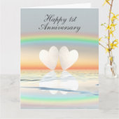 1周年記念紙ハート カード (黄色い花)