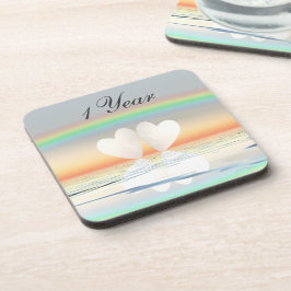 1周年記念紙ハート コースター