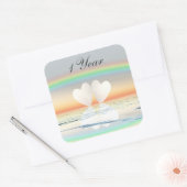 1周年記念紙ハート スクエアシール (封筒)