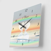 1周年記念紙ハート スクエア壁時計 (傾斜)