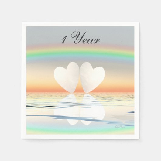 1周年記念紙ハート スタンダードカクテルナプキン (正面)