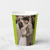 1周年記念結婚の概要ハート写真グリーン 紙コップ (左)