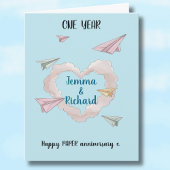 1周年記念結婚カード紙飛行機 カード