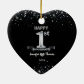 1周年記念結婚グリッターシルバーカスタム セラミックオーナメント (裏面)