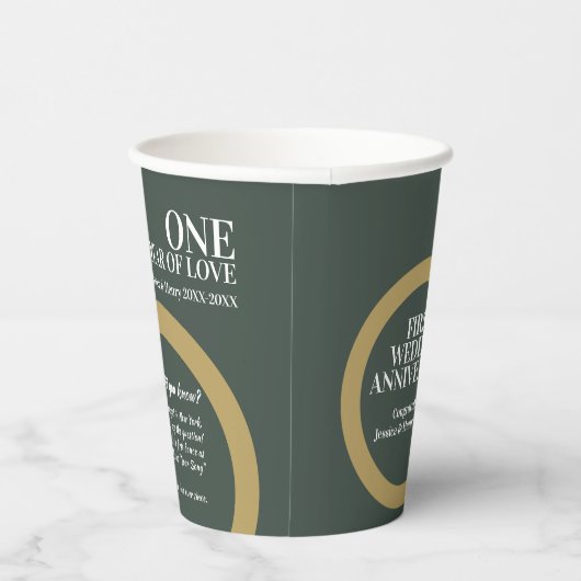 1周年記念結婚グリーンリングおもしろい事実 紙コップ (右)