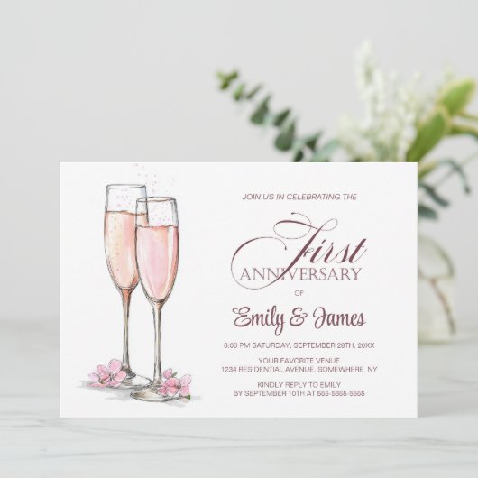 1周年記念結婚シャンパン 招待状 (スタンド正面)