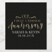 1周年記念結婚タイポグラフィデザイン ワインラベル (シングルラベル)