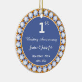 1周年記念結婚ダイヤモンド名前をカスタムする セラミックオーナメント (右)