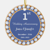 1周年記念結婚ダイヤモンド名前をカスタムする セラミックオーナメント (正面)
