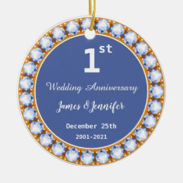 1周年記念結婚ダイヤモンド名前をカスタムする セラミックオーナメント
