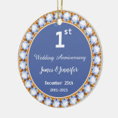 1周年記念結婚ダイヤモンド名前をカスタムする セラミックオーナメント (左)