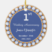 1周年記念結婚ダイヤモンド名前をカスタムする セラミックオーナメント (裏面)