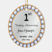 1周年記念結婚ダイヤモンド名前をカスタムする セラミックオーナメント (左)