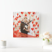 1周年記念結婚ハートカーテンウォールクロック スクエア壁時計 (ホーム)
