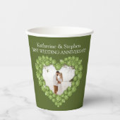 1周年記念結婚ハート写真ペリドット 紙コップ (正面)