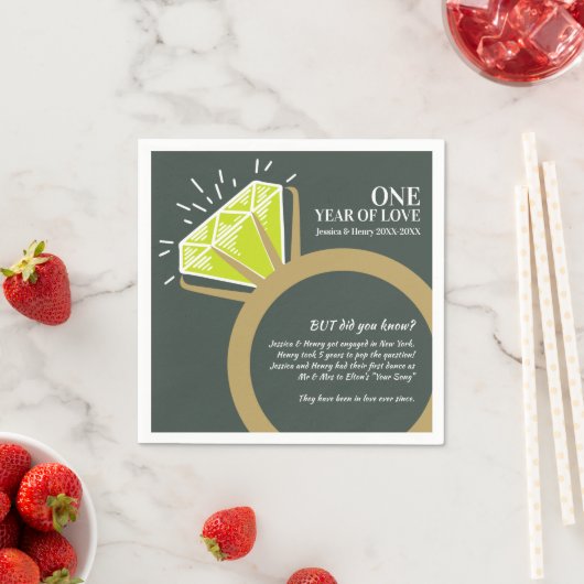 1周年記念結婚パーティーがおもしろい事実を周回する スタンダードカクテルナプキン (インサイチュ)