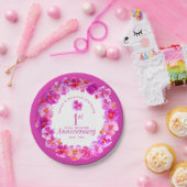 1周年記念結婚パーティーピンクパンジー ペーパープレート (パーティー)