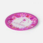 1周年記念結婚パーティーピンクパンジー ペーパープレート (アングル)