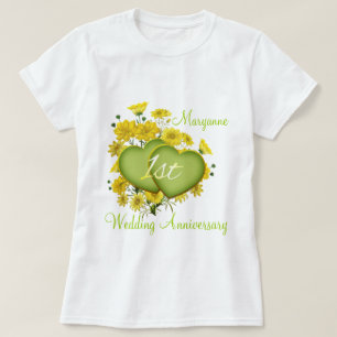 1周年記念結婚パーティー野花ハート Tシャツ