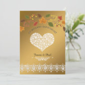 1周年記念結婚パーティー金ゴールド紅葉 招待状 (スタンド正面)