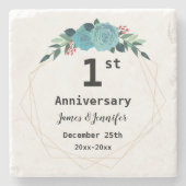 1周年記念結婚名前をカスタムすると年 ストーンコースター (正面)