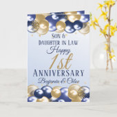 1周年記念結婚孫娘ネイビー金ゴールド カード (黄色い花)