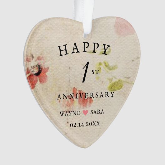 1周年記念結婚手押し紙 オーナメント (正面)