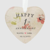 1周年記念結婚手押し紙 オーナメント (裏面)