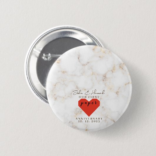1周年記念結婚紙パーソナライズされた結婚の 缶バッジ (正面&裏面)