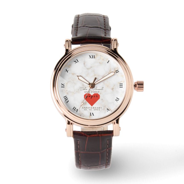 1周年記念結婚紙パーソナライズされた結婚の 腕時計 (正面)