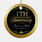 1周年記念結婚金ゴールドとダイヤモンド セラミックオーナメント (正面)